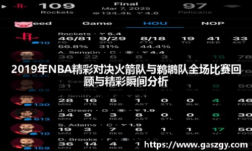2019年NBA精彩对决火箭队与鹈鹕队全场比赛回顾与精彩瞬间分析